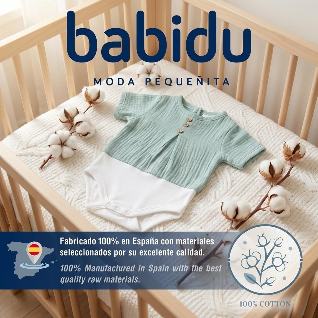 Babidu body maniche corte cotone ipoallergenico bottoni dietro