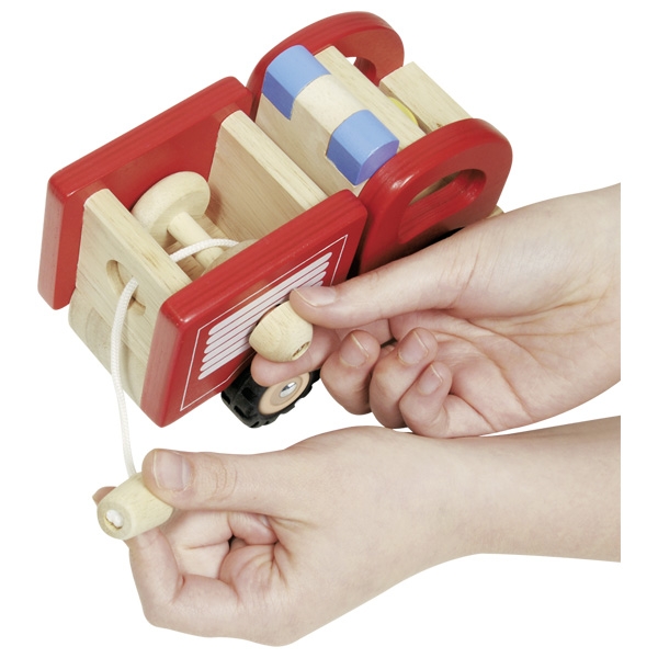 Goki Camion Pompieri automezzo legno rosso gommato