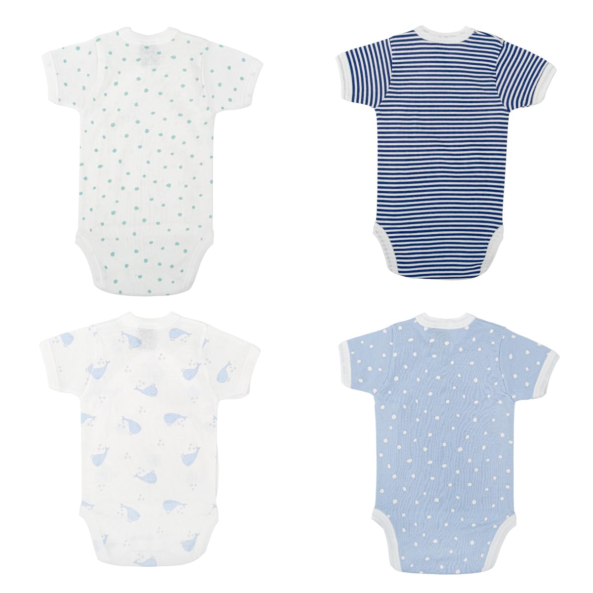 Babidu Set 4 Body Incrociati Manica Corta Cotone Traspirante