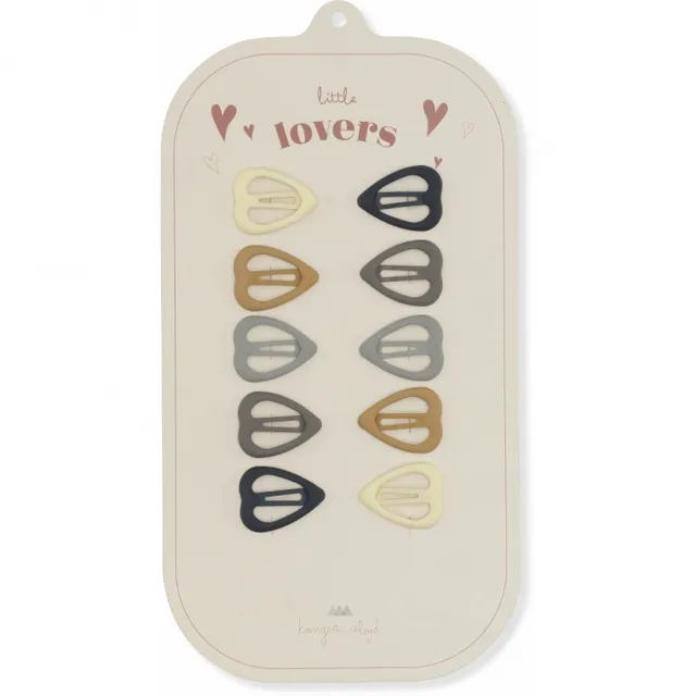 Konges Sløjd Heart Blue mollette capelli 10 pezzi acciaio