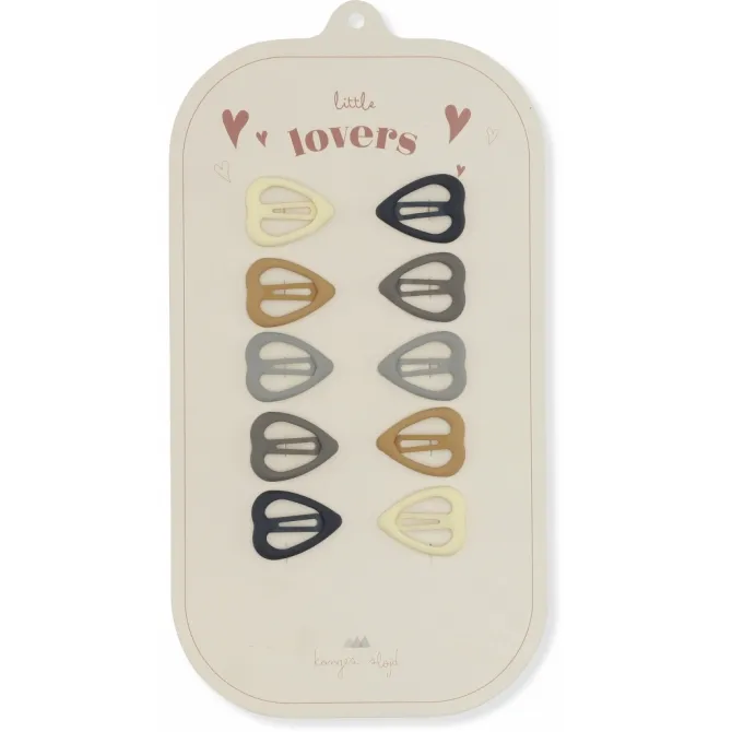 Konges Sløjd Heart Blue mollette capelli 10 pezzi acciaio