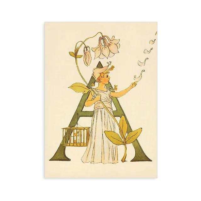 Ottilia Adelborg Alfabeto fiorito cartolina lettera A fiori
