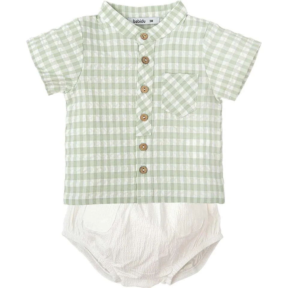 Babidu completino camicia quadri bambino 3 anni cotone