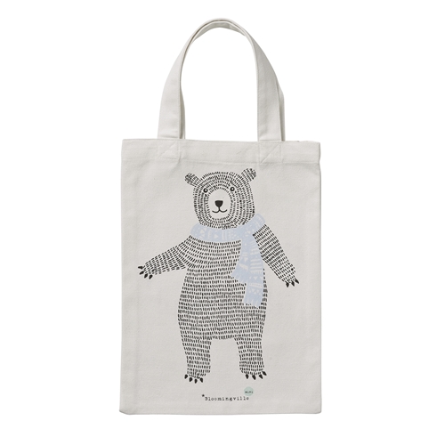 Bloomingville Mini Orso borsa cotone bianca 25x35 cm