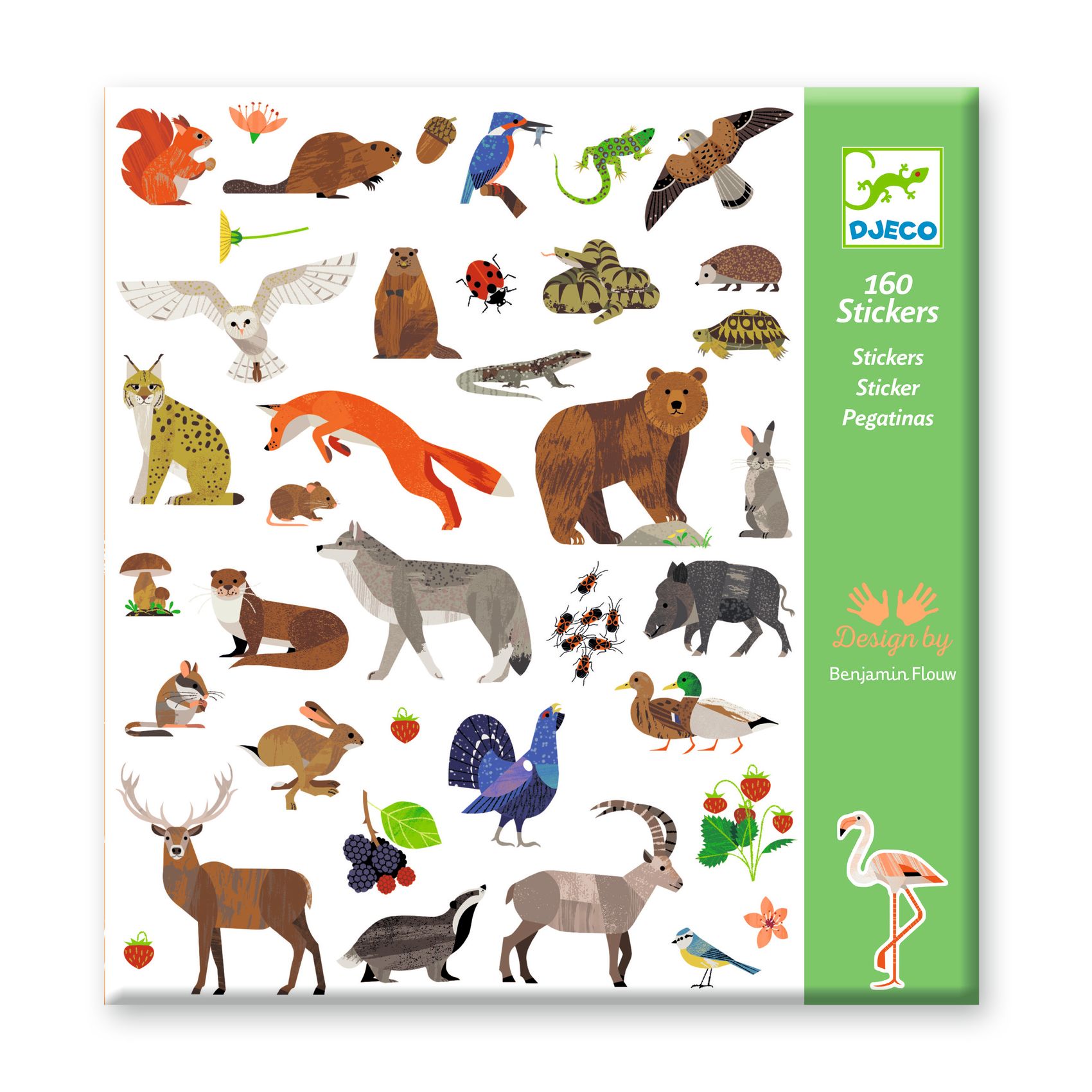 Djeco Fauna album 160 adesivi bambini carta FSC
