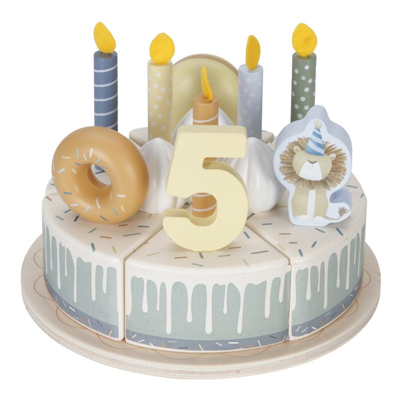 Little Dutch Torta Compleanno Gioco Legno Blu 26 Pezzi