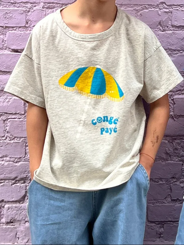Ella and Rapha Congé Payé Parasol t-shirt grigio cotone