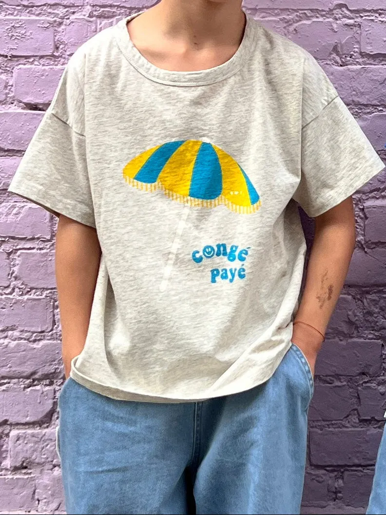 Ella and Rapha Congé Payé Parasol t-shirt grigio cotone