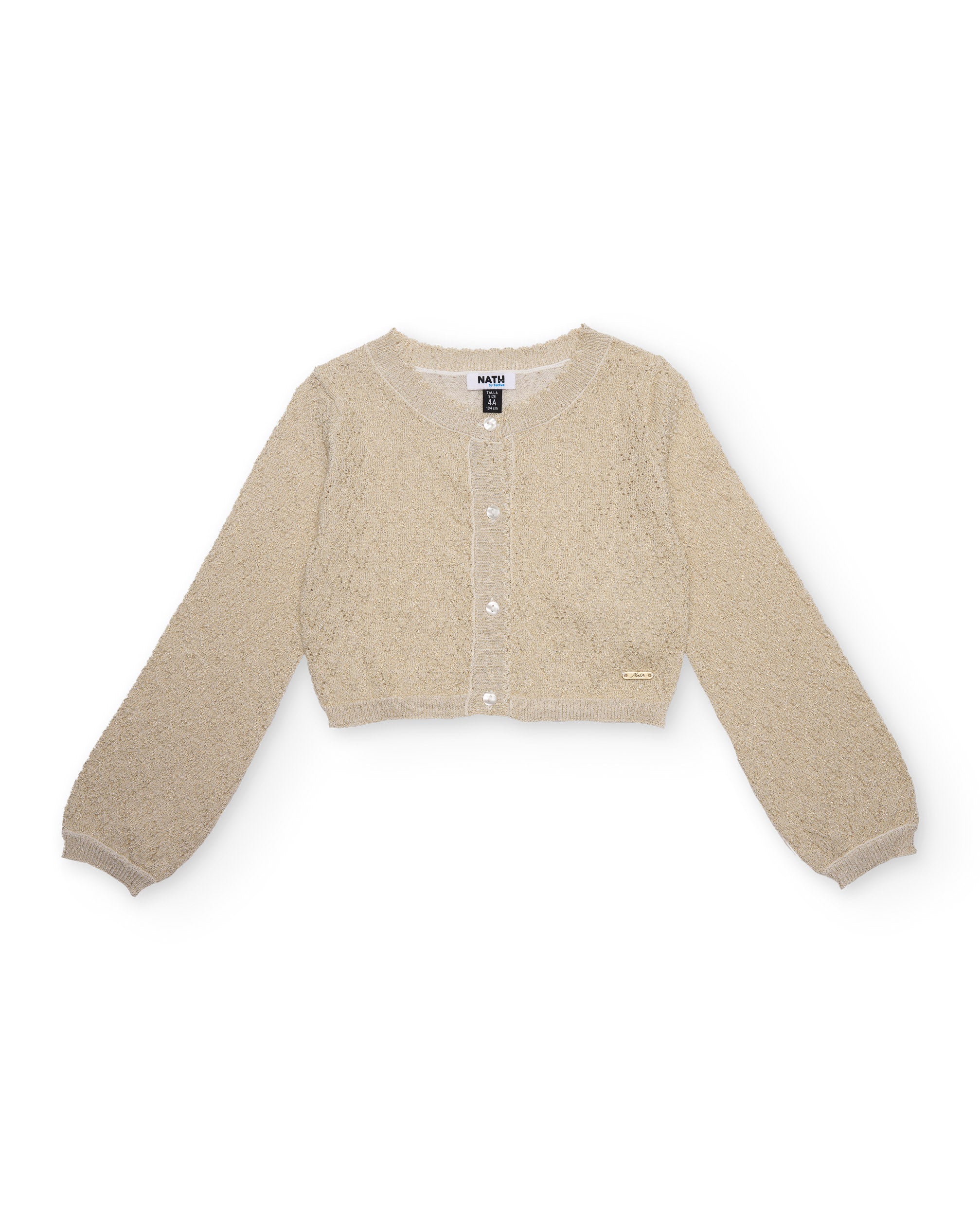 Tuc Tuc cardigan bambina beige traforato bottoni perla