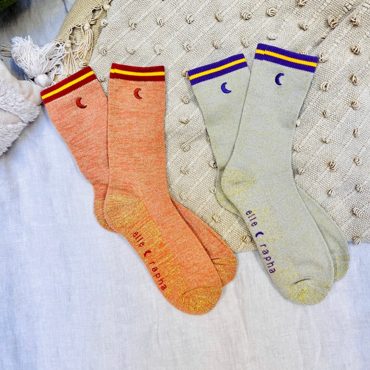 Ella and Rapha Moon calzini donna oro glitter