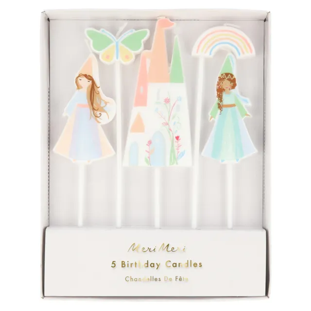 Meri Meri Principesse candele torta 5 pezzi arcobaleno castello