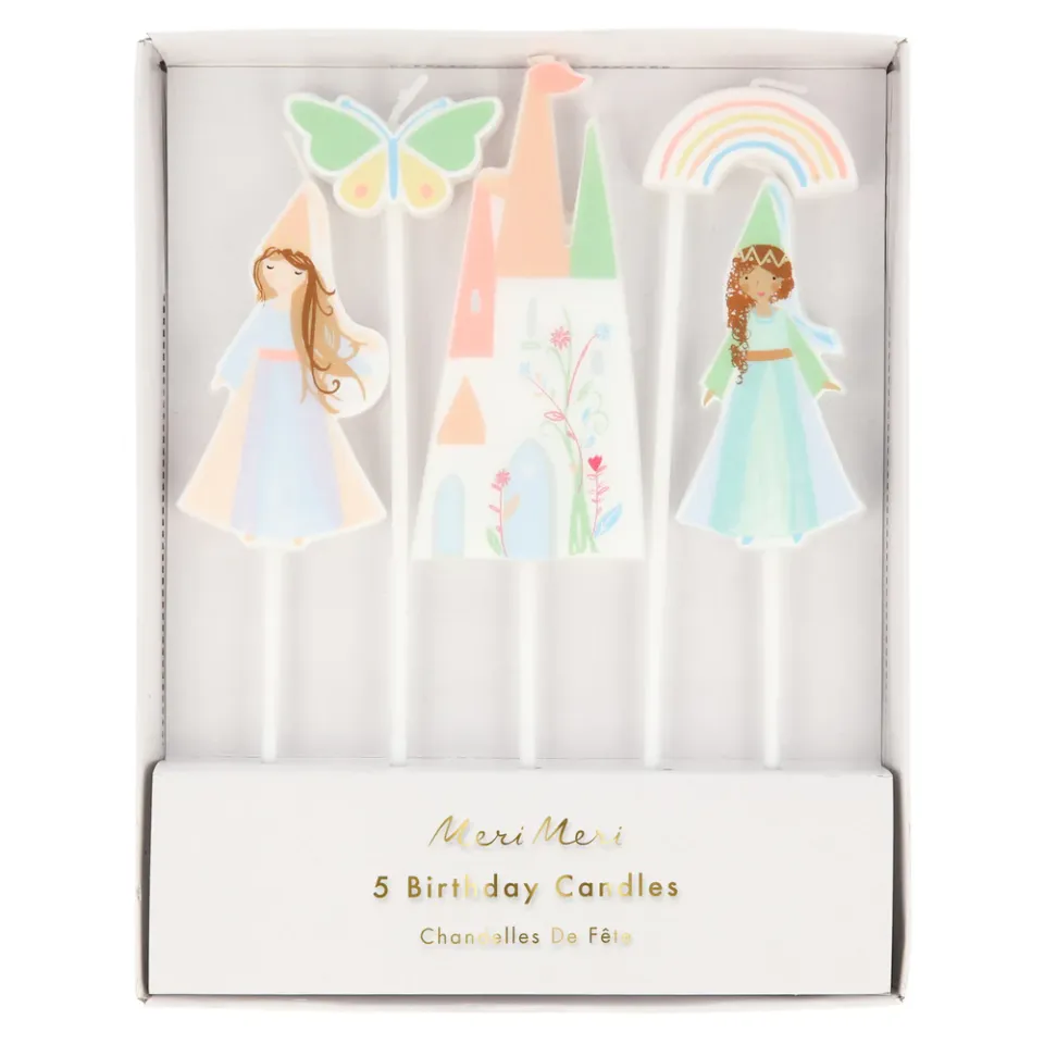 Meri Meri Principesse candele torta 5 pezzi arcobaleno castello