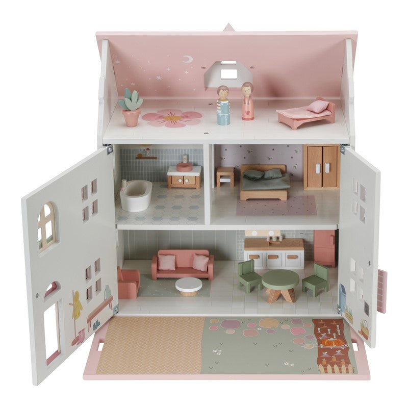 Little Dutch casa delle bambole legno rosa con mobili