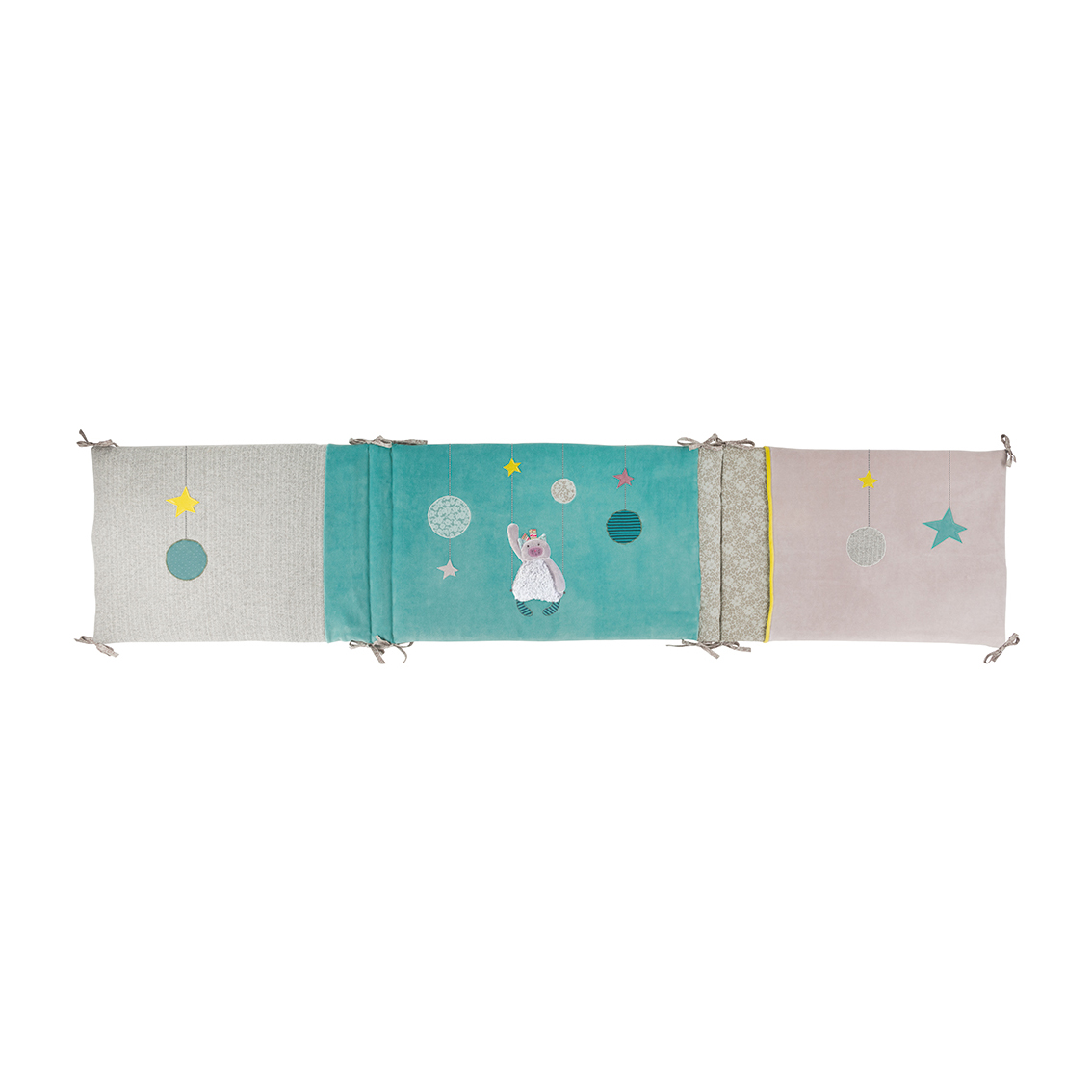 Moulin Roty Les Pachats paracolpi lettino 190x42 grigio turchese