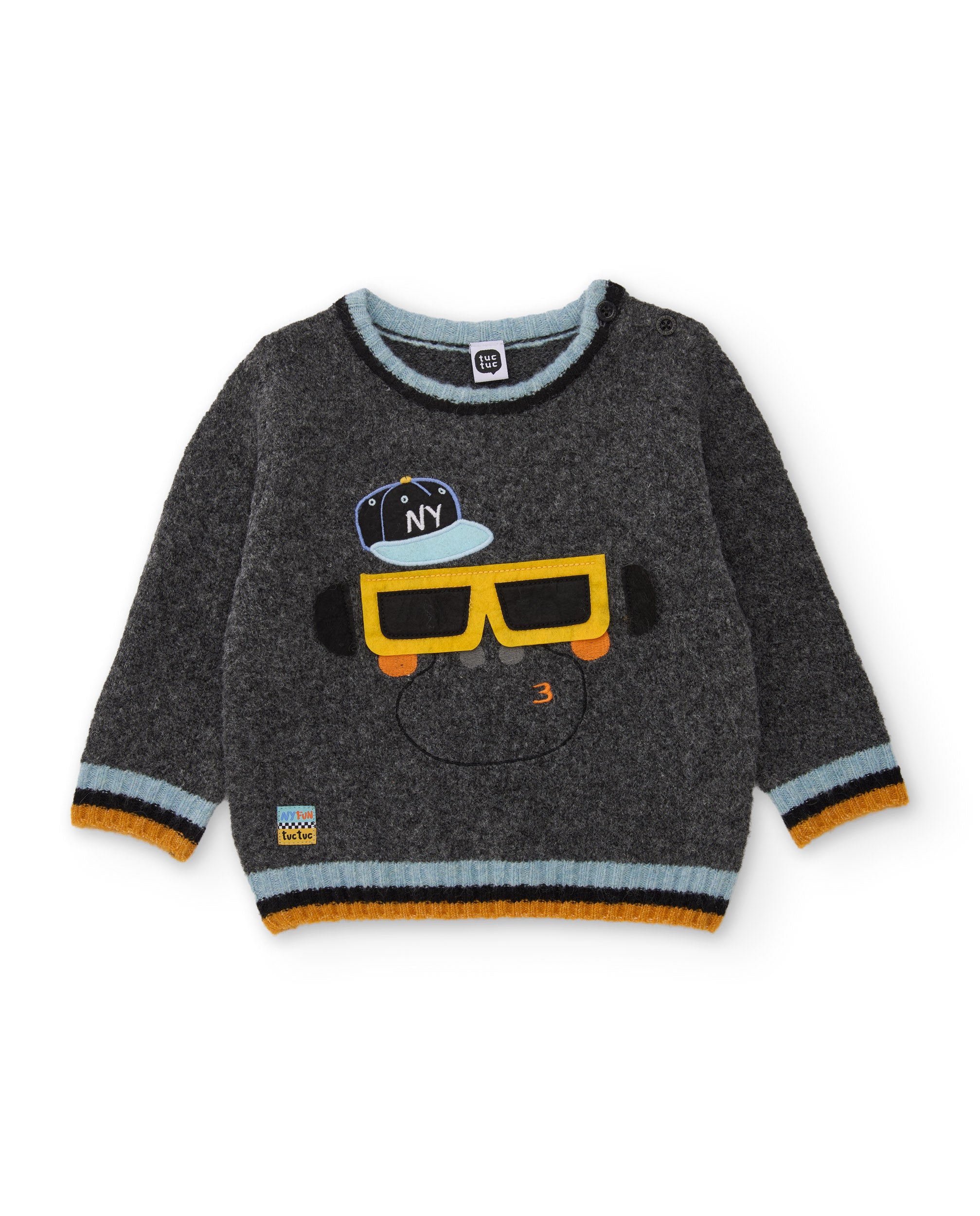 Tuc Tuc NY Fun maglione bambino grigio scuro ricamo
