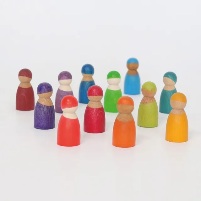 Grimm's 12 Amici Arcobaleno personaggi legno 6 cm