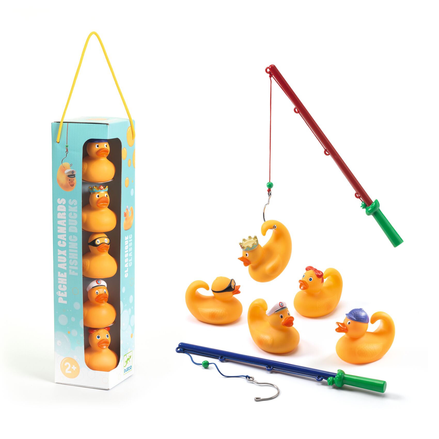 Djeco Pesca 6 Paperelle + 2 Canne gioco bagnetto 9 cm