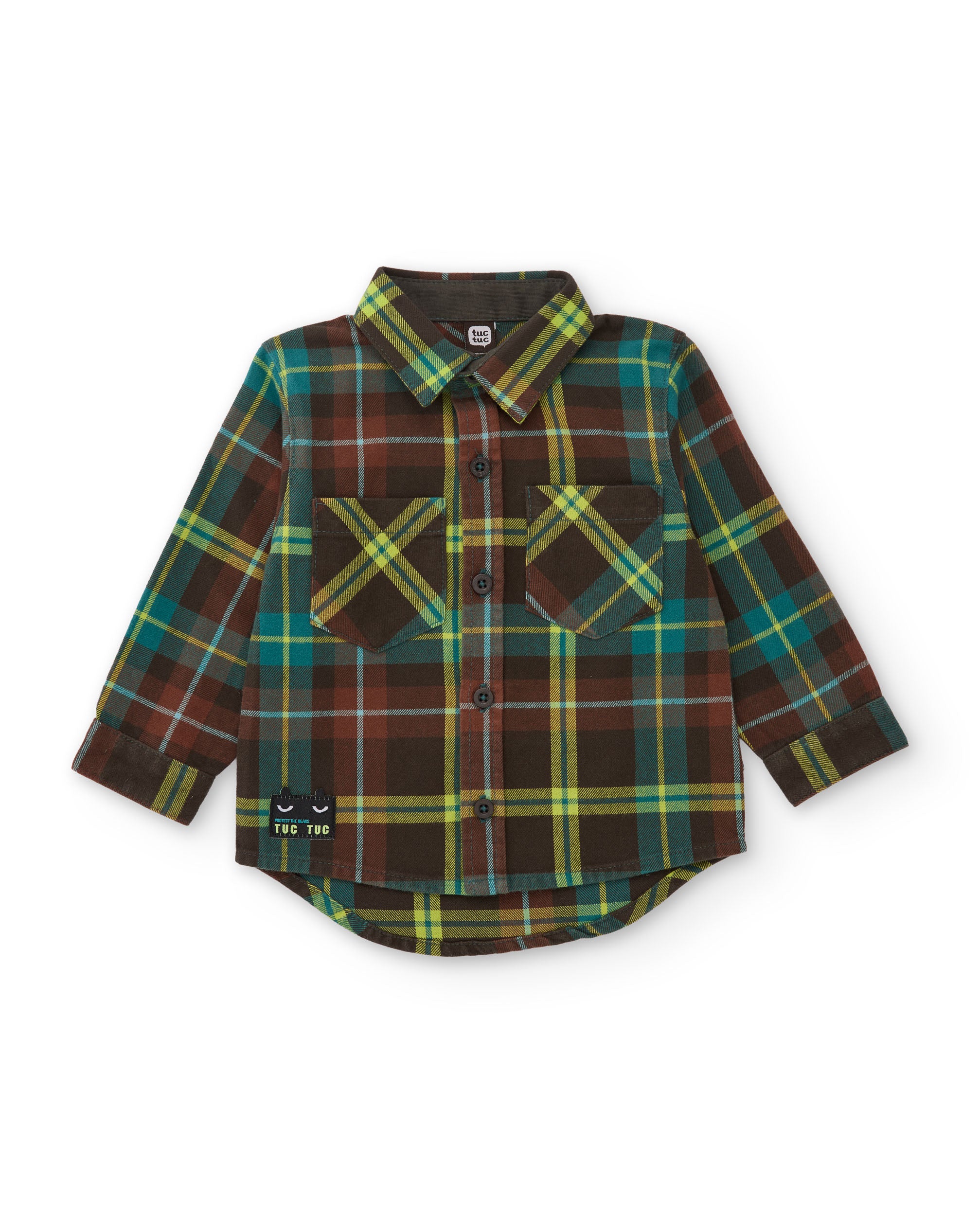 Tuc Tuc camicia bambino marrone tartan due tasche