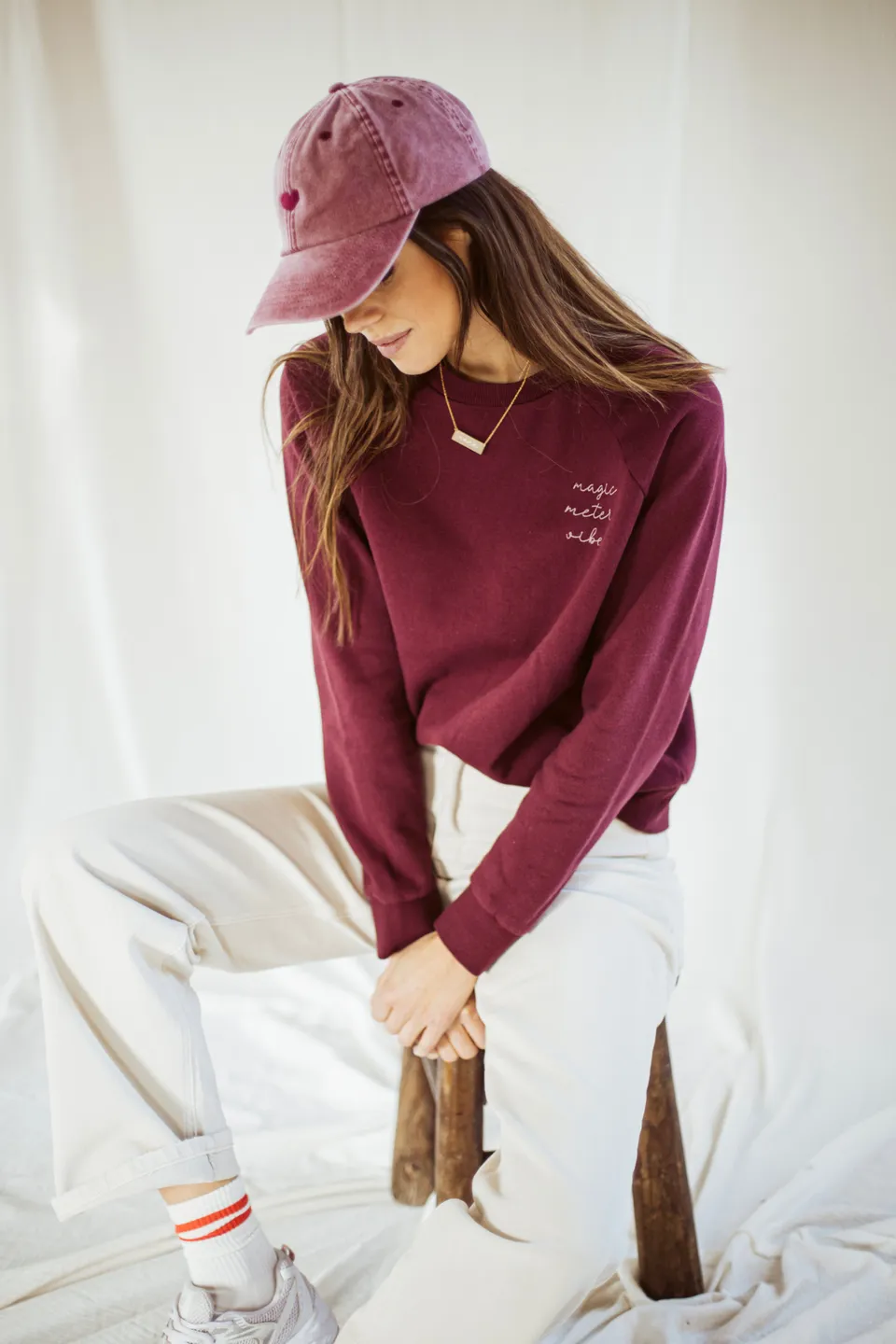 Ella and Rapha Meter felpa bordeaux classic fit cotone bio