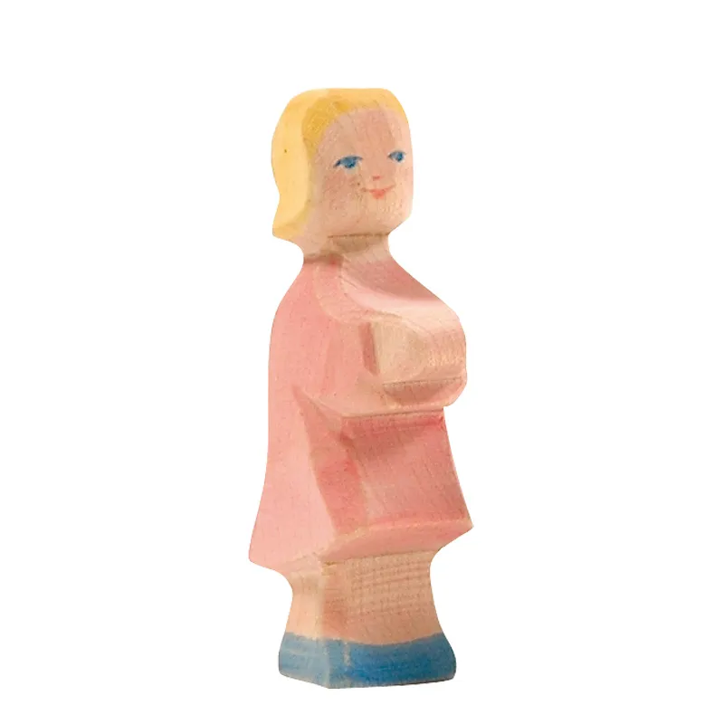 Ostheimer Bambina vestito rosa figura in legno 8,5 cm