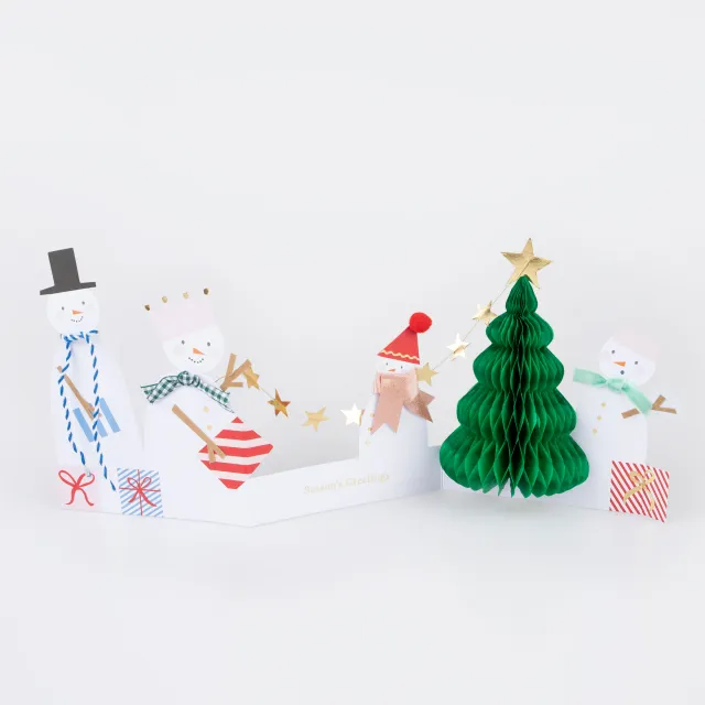 Meri Meri Snowman biglietto Natale pupazzi di neve 3D