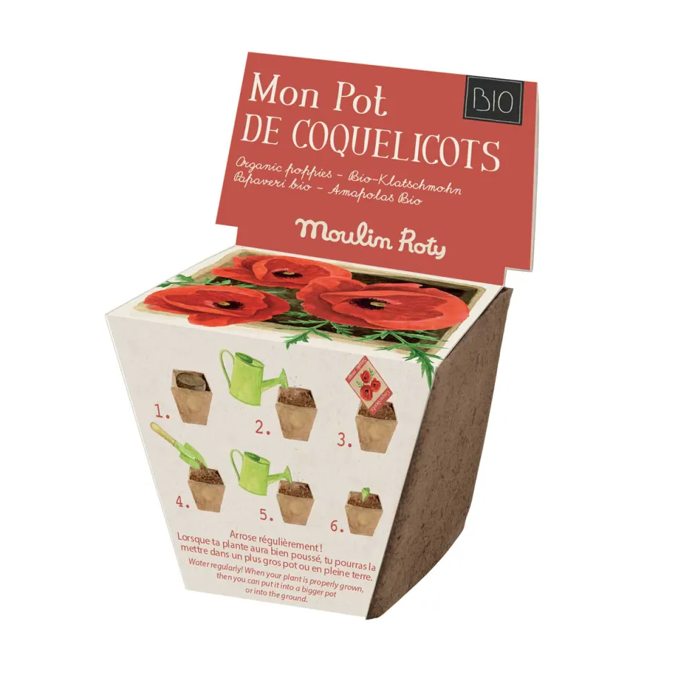 Moulin Roty Le Jardin Kit Vaso Semi Papaveri Bambini 3+