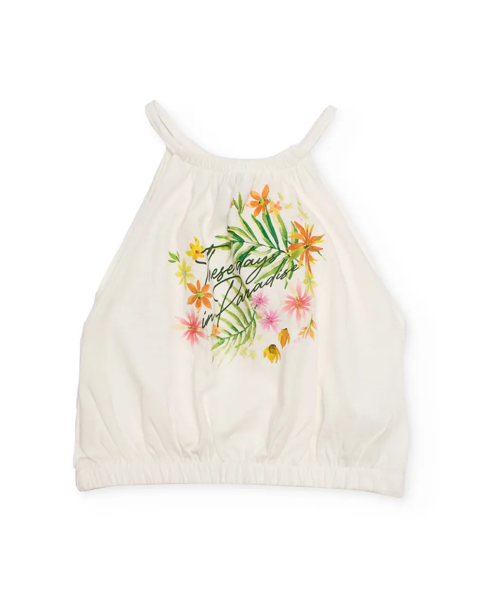 Tuc Tuc top bambina bianco floreale collo halter