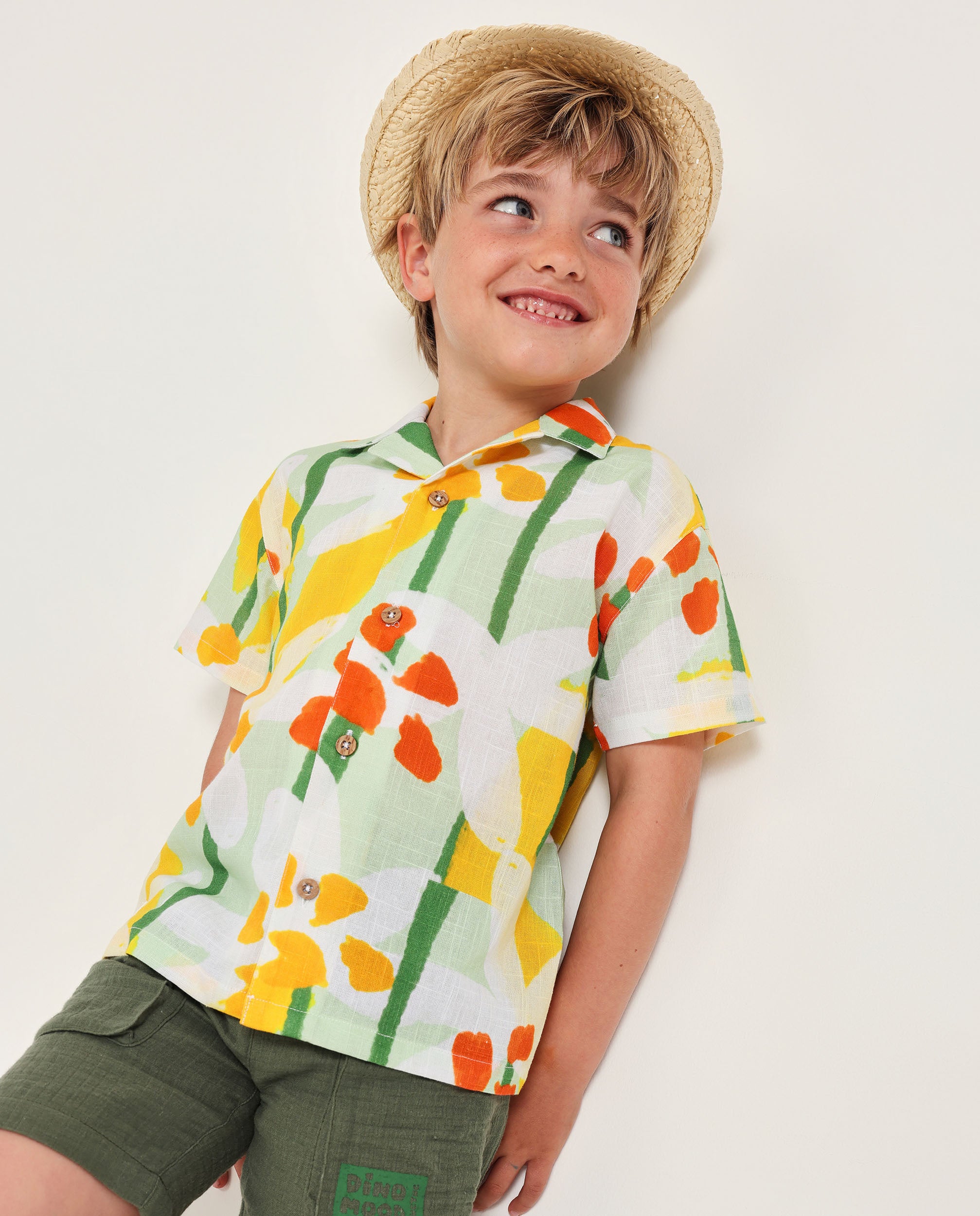 Tuc Tuc camicia bambino verde stampa artistica