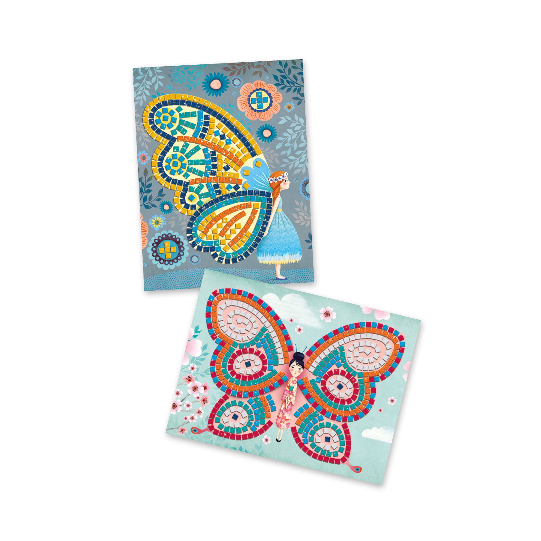 Djeco Mosaico Farfalle set artistico 2 farfalle metallizzate