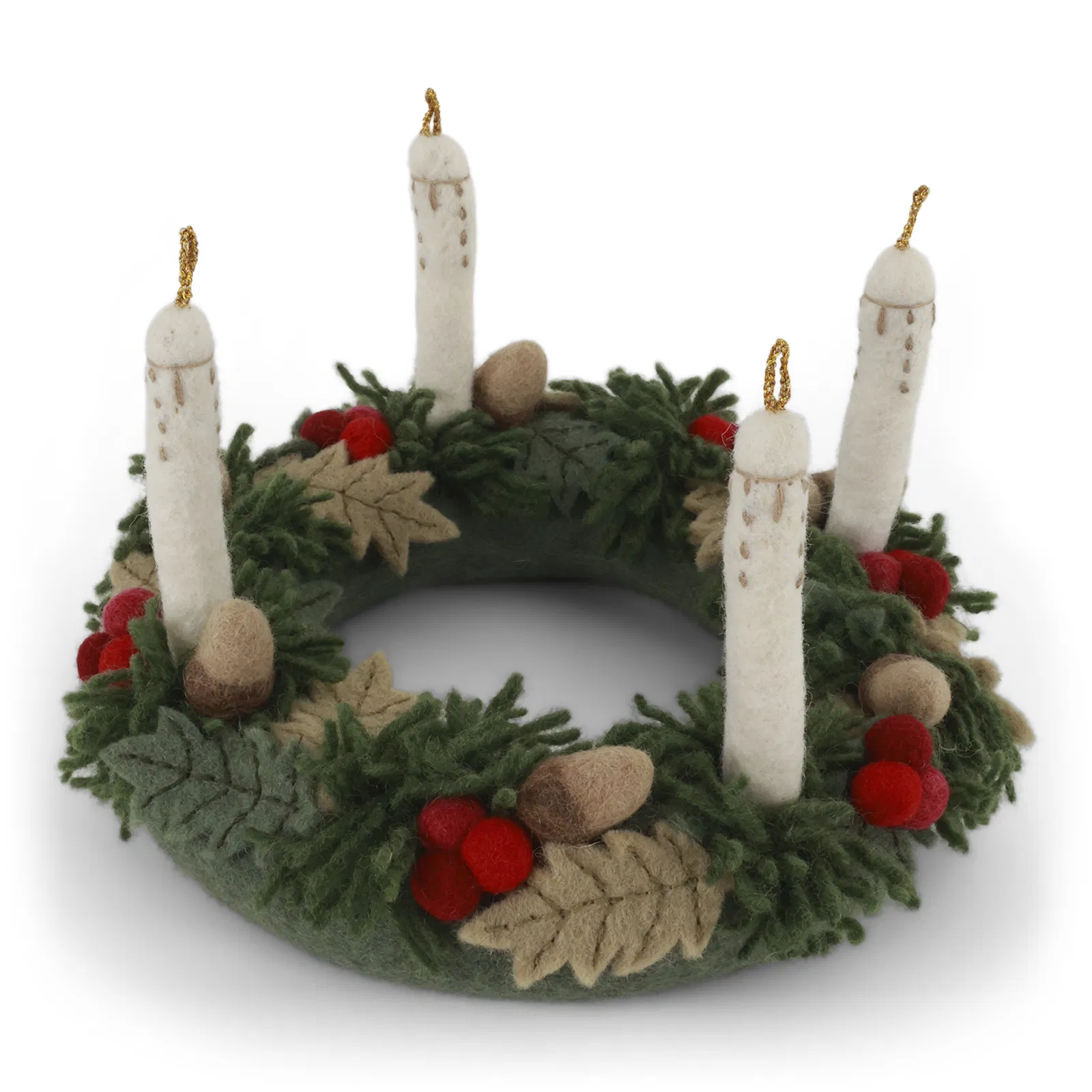 Gry & Sif Corona Avvento 20 cm feltro lana fatta a mano