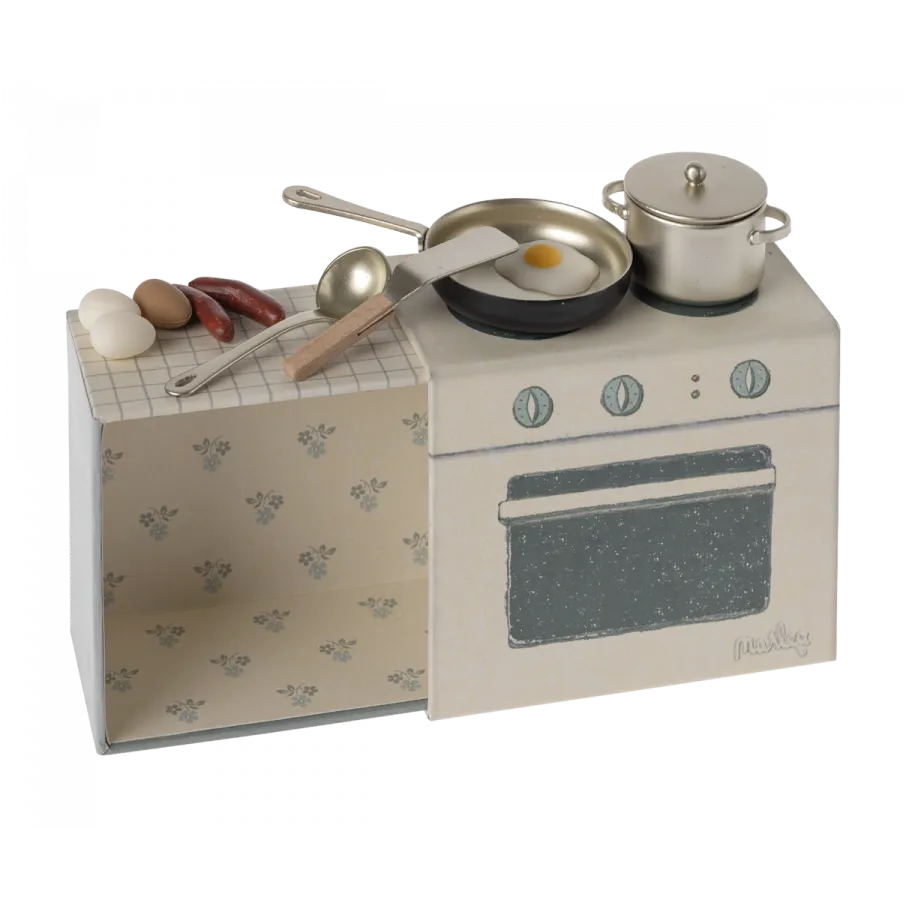 Maileg Cooking Set cucina giocattolo in metallo 8 cm