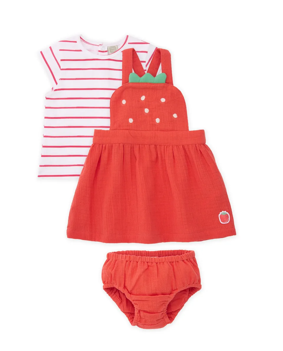 Tuc tuc Fragola completo neonata rosso 3 pezzi cotone