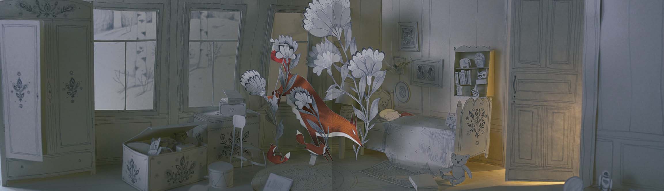 Dal bosco una volpe silent book bambini copertina rigida