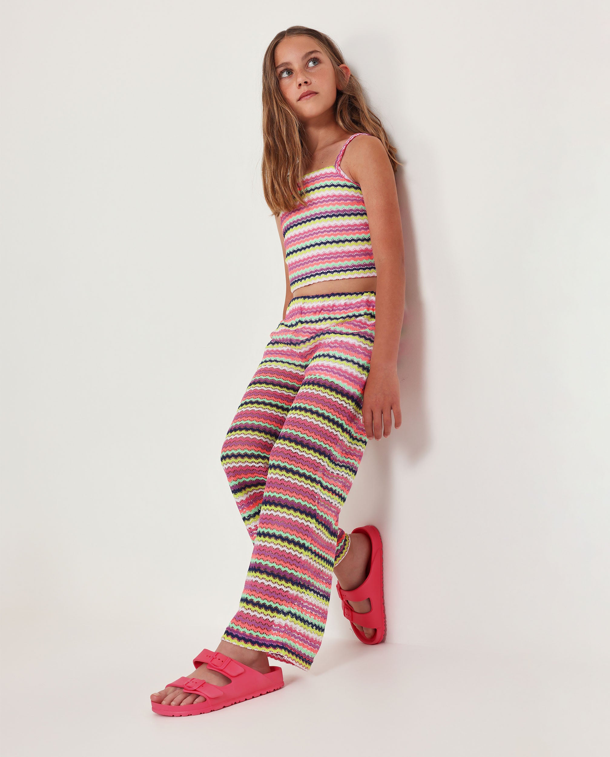 Tuc Tuc pantaloni bambina rosa fantasia zigzag larghi