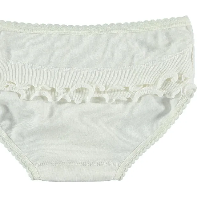 Babidu slip bambina maglia volant cotone bianco