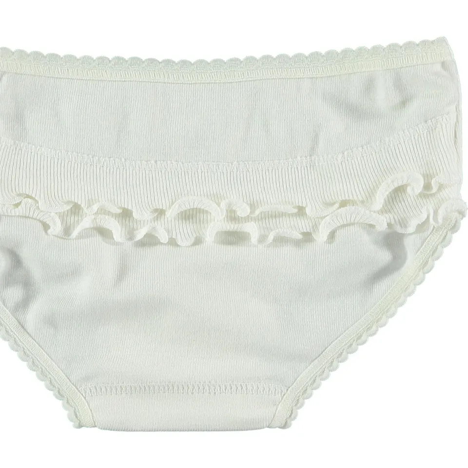 Babidu slip bambina maglia volant cotone bianco