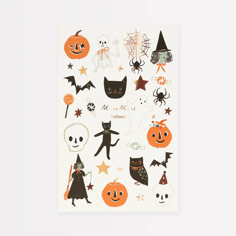 Meri Meri It's Halloween tatuaggi temporanei 2 fogli rame