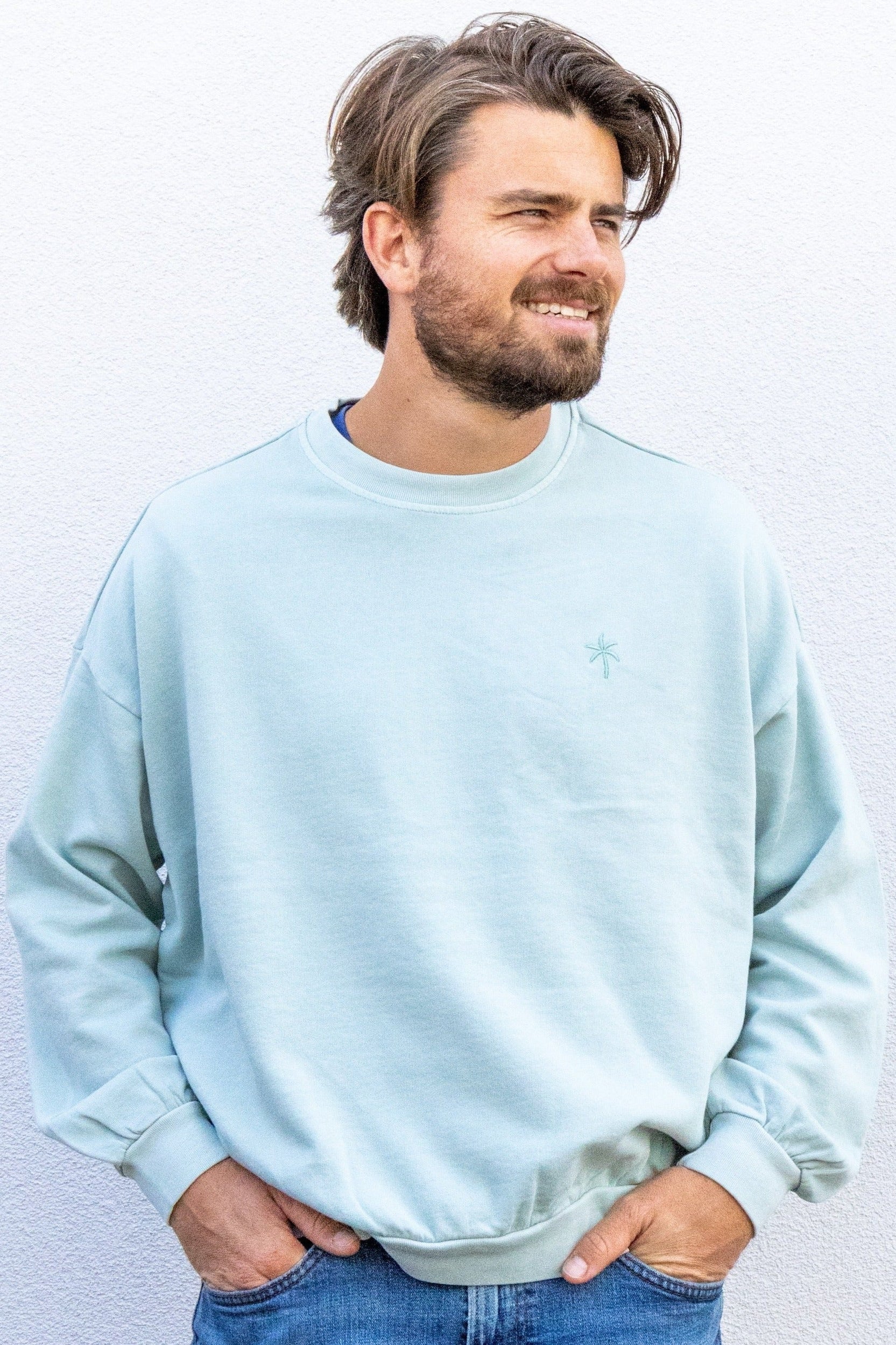 Ella and Rapha Palmtree felpa uomo blu loose cotone