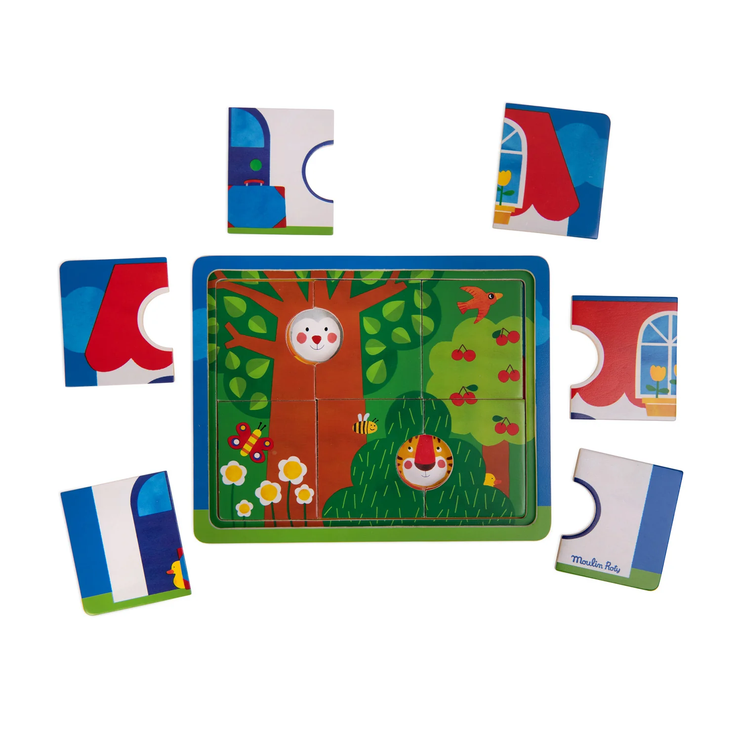 Moulin Roty Les Popipop puzzle legno 3 livelli 22x18 cm