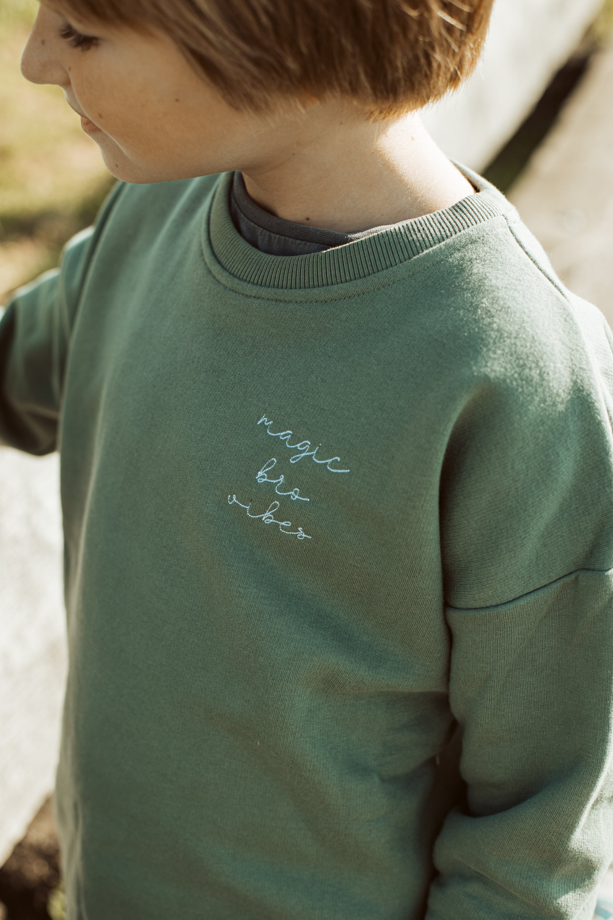 Ella and Rapha Bro Loose Fit felpa verde pino cotone bio