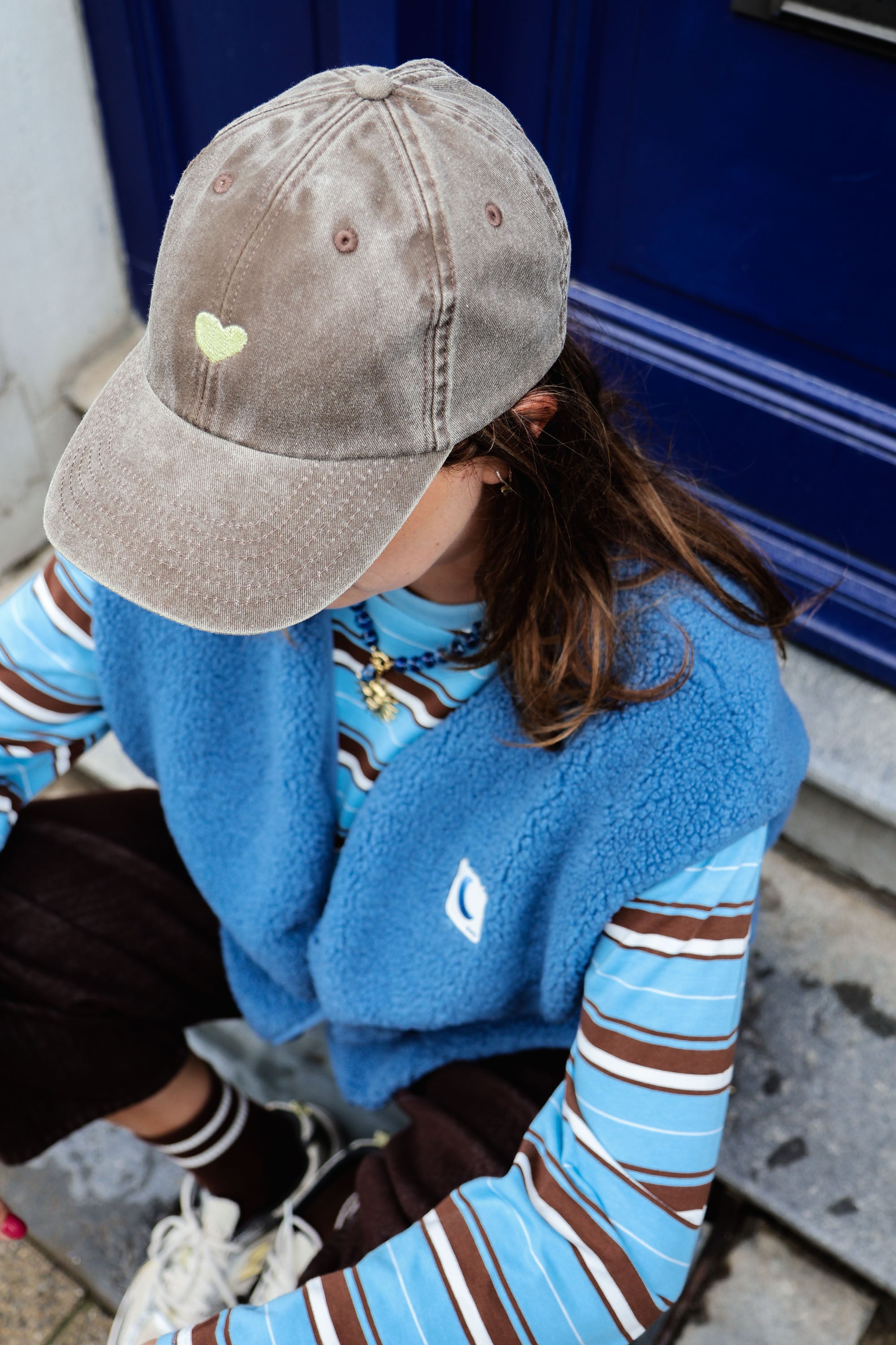 Ella and Rapha Heart cappellino marrone taglia unica denim