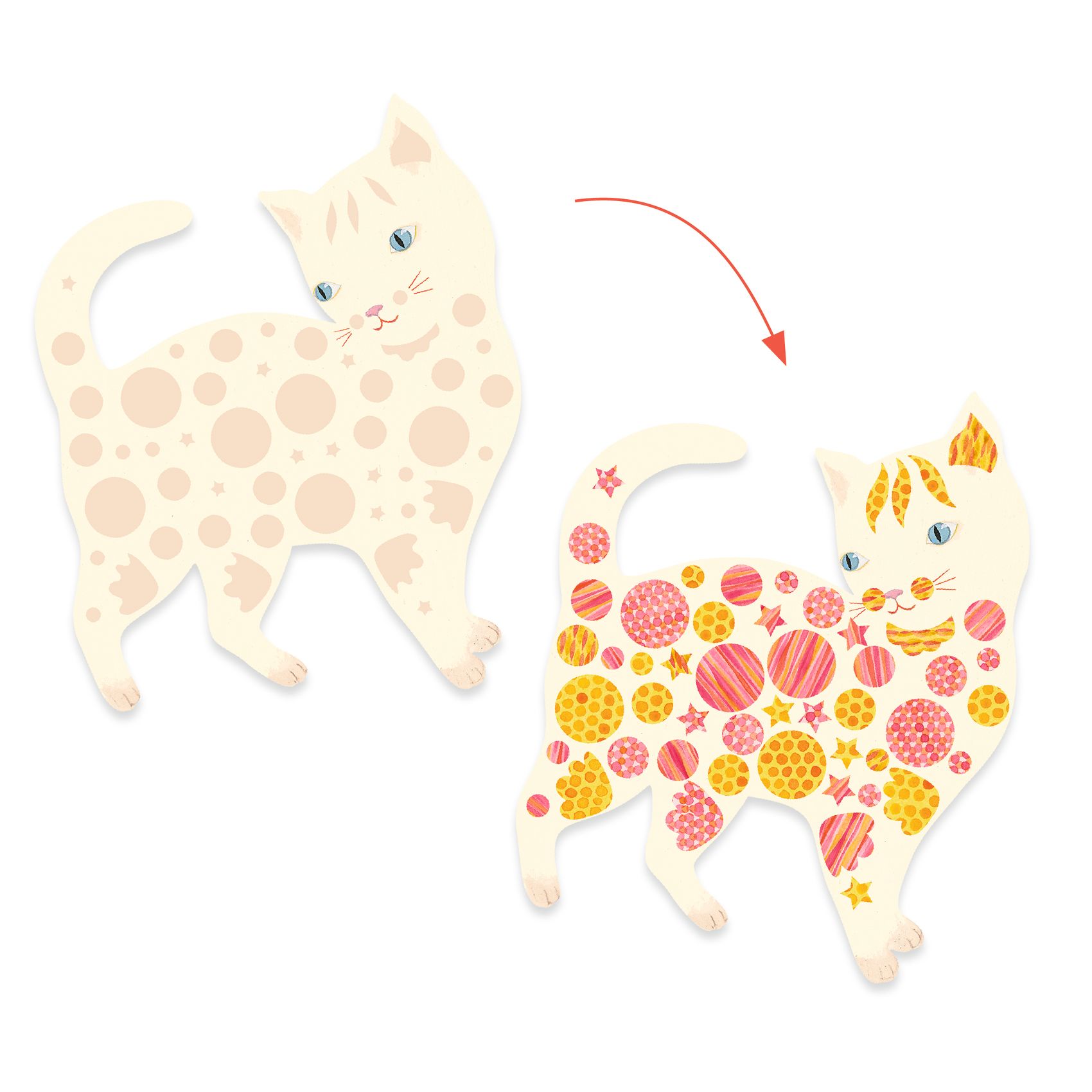 Djeco Gatti Set Artistico Stickers 8 Fogli FSC
