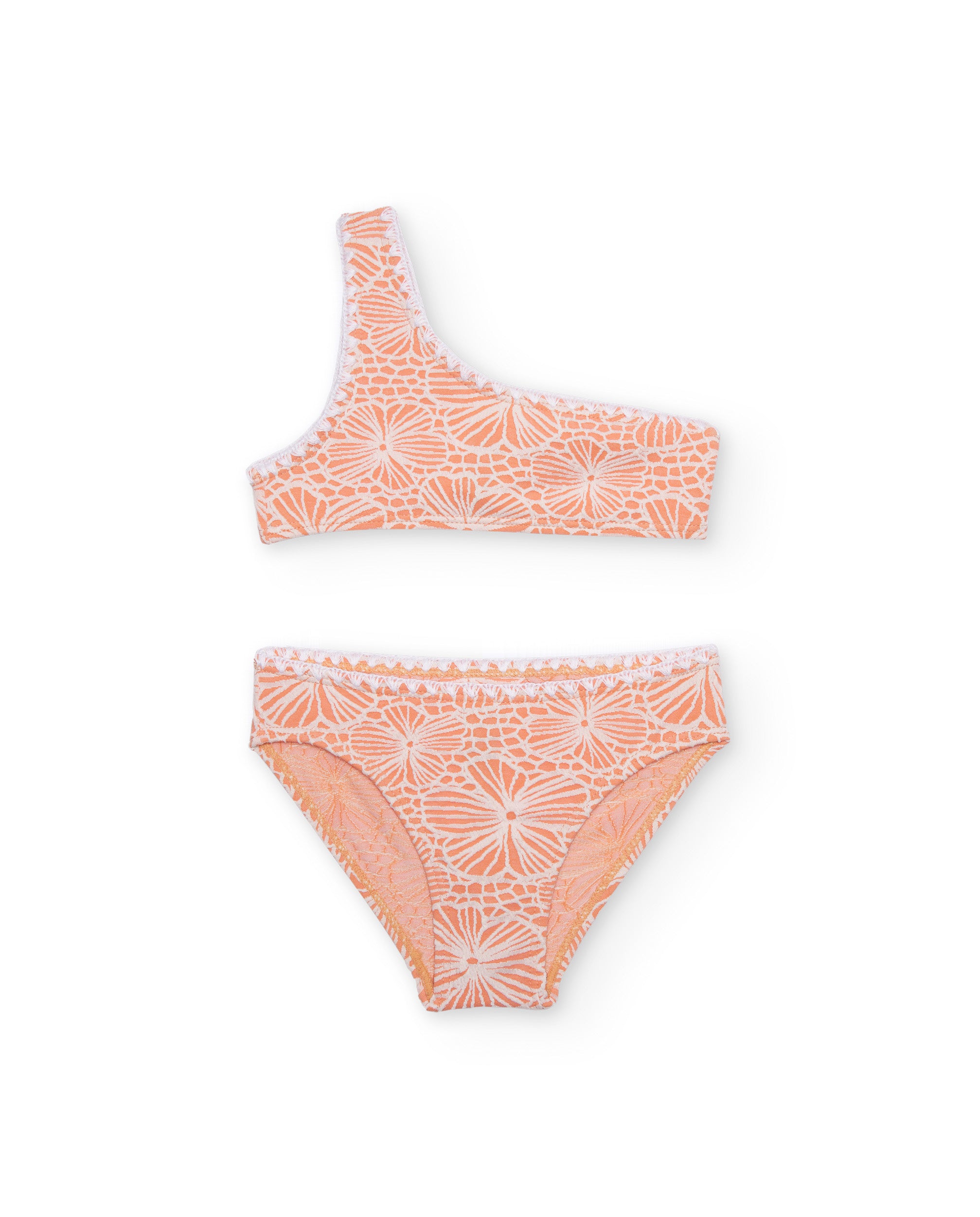 Tuc Tuc Bikini Bimba Arancione Fiori Rilievo