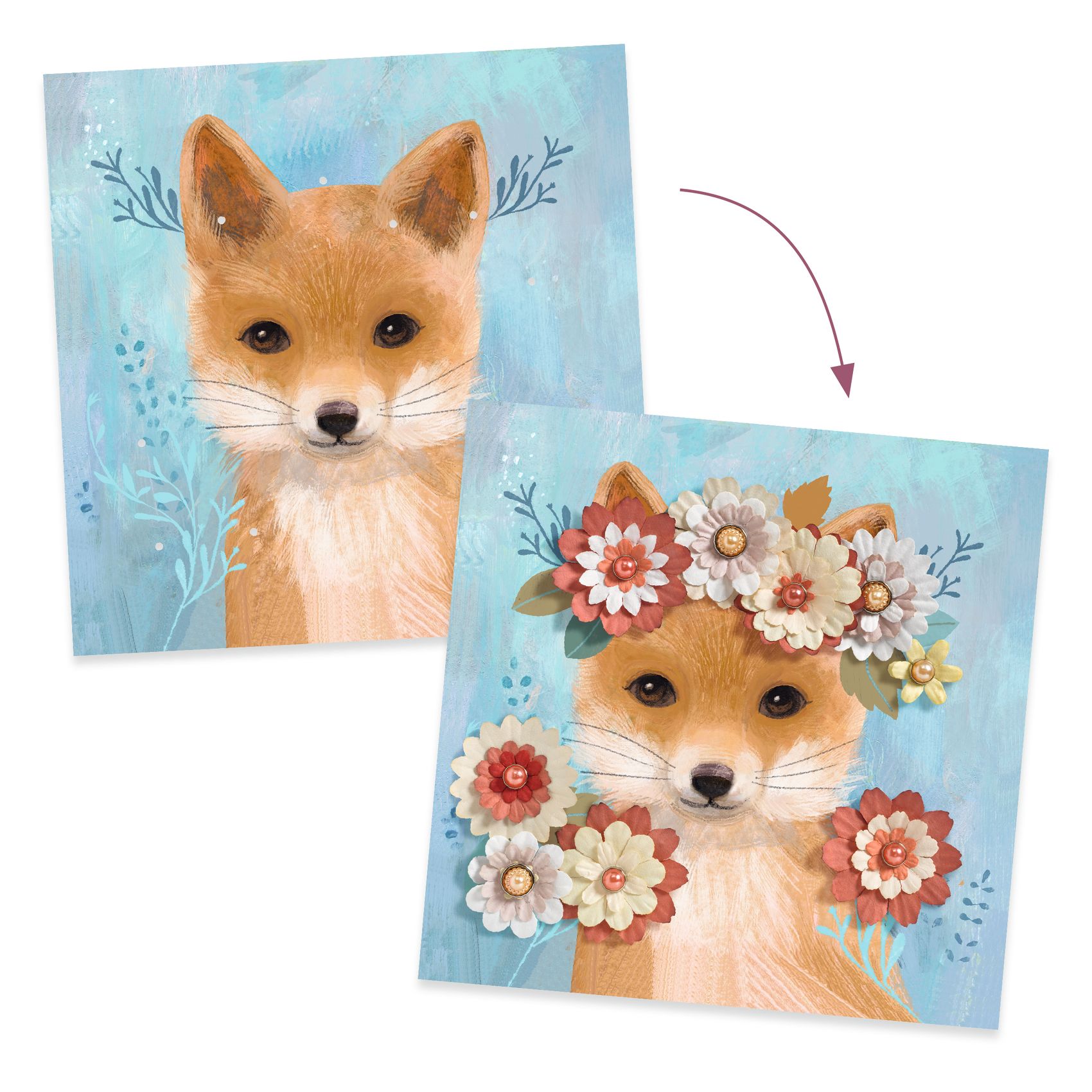 Djeco Floral Wreaths kit creativo 4 quadri