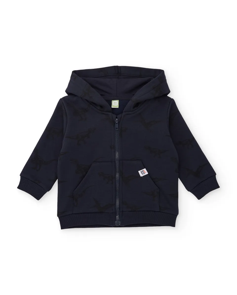 Tuc Tuc felpa bambino cappuccio zip dinosauro blu