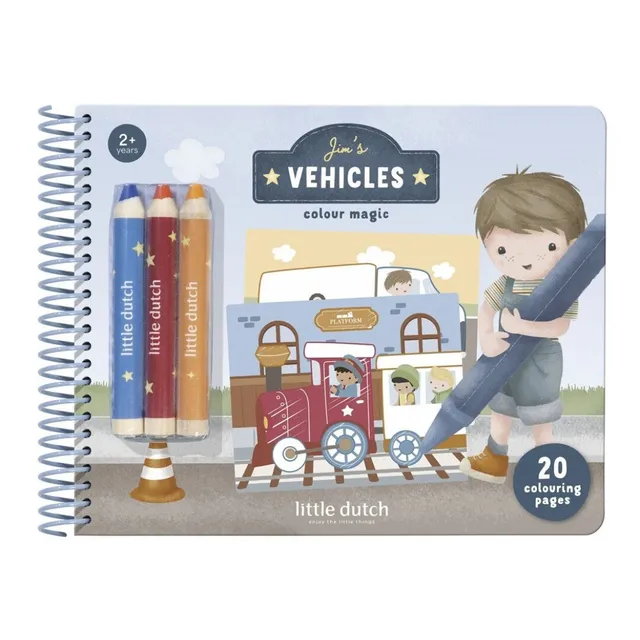 Little Dutch Jim libro con matite 30 pagine veicoli