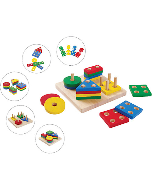 Plan Toys Impilabile forme geometriche legno 4 pezzi