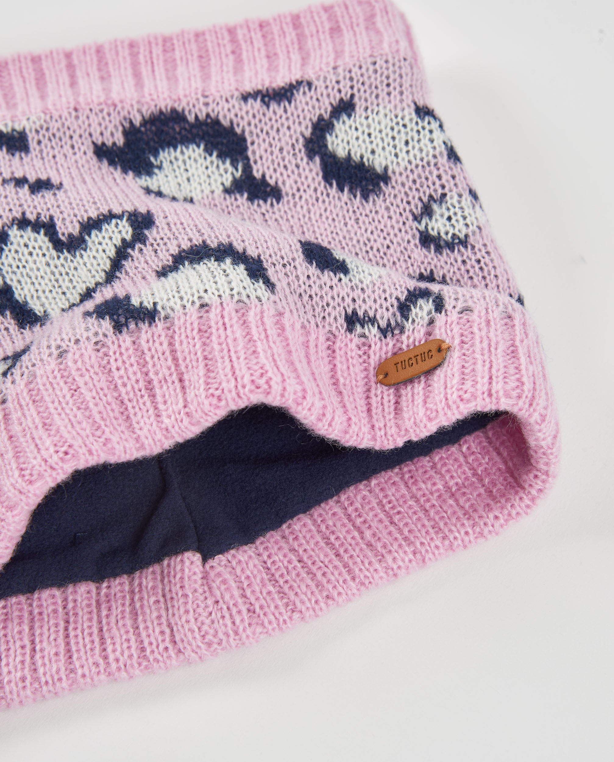 Tuc Tuc Set Cappello e Scaldacollo Rosa Animalier Maglia