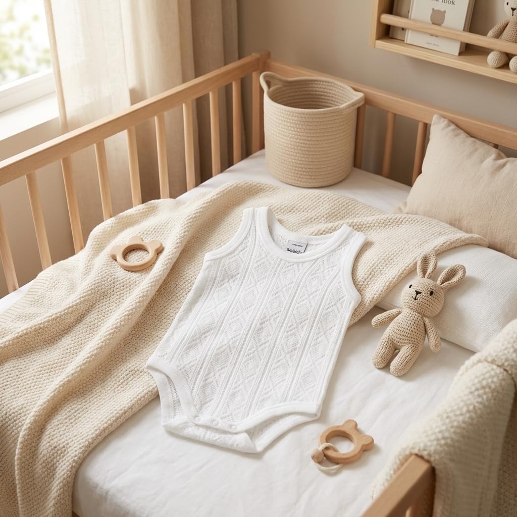 Babidu body spalline sottili cotone bianco 9 mesi traspirante