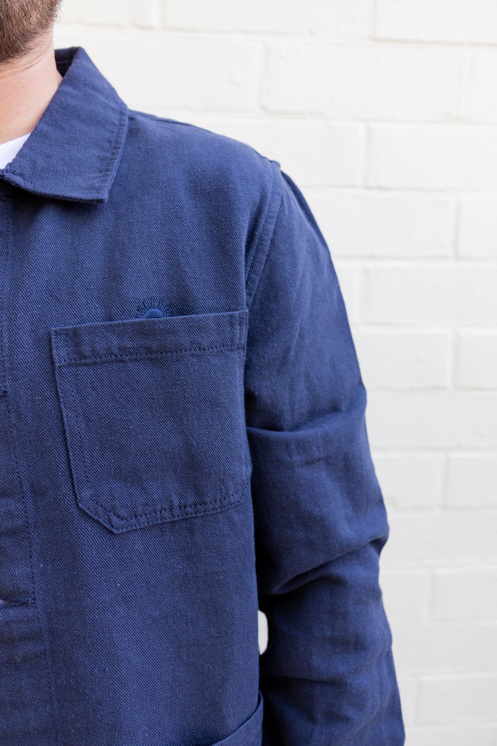 Ella and Rapha Sunrise camicia overshirt blu cotone lino